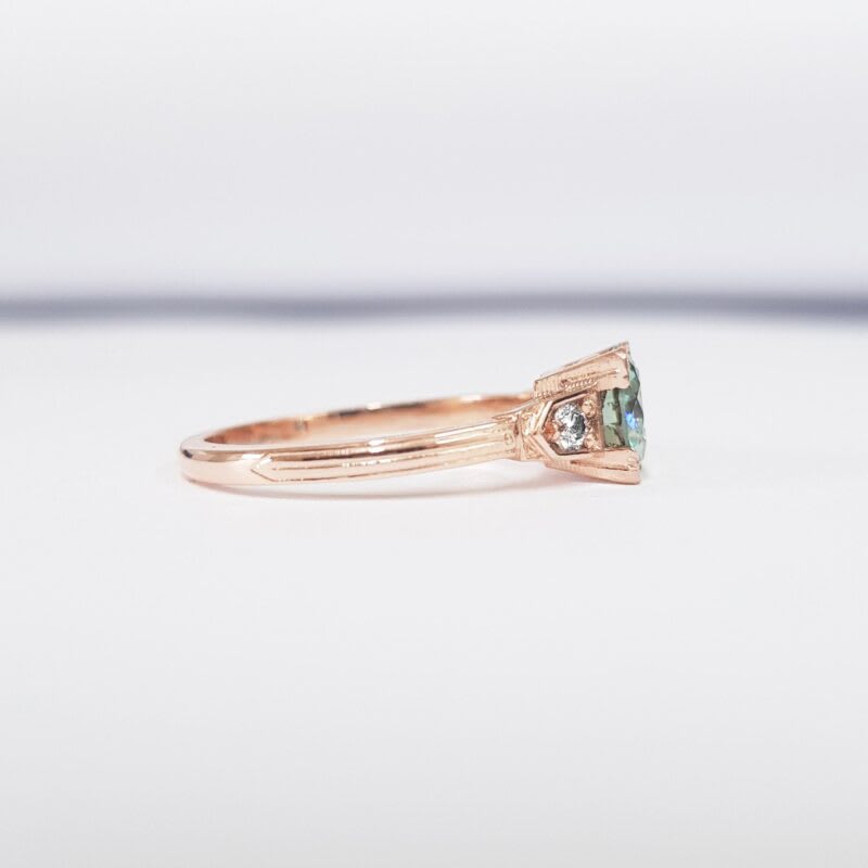 'Erté' Mint moissanite and diamond engagement ring — 2