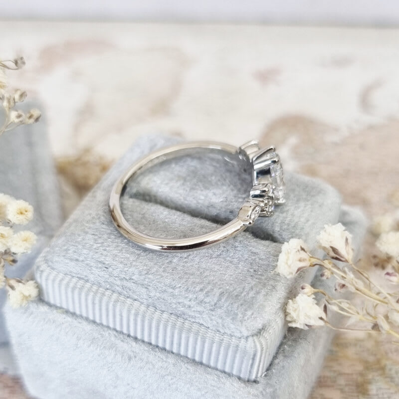 Pear cut lab grown diamond floral engagement ring in platinum — 3