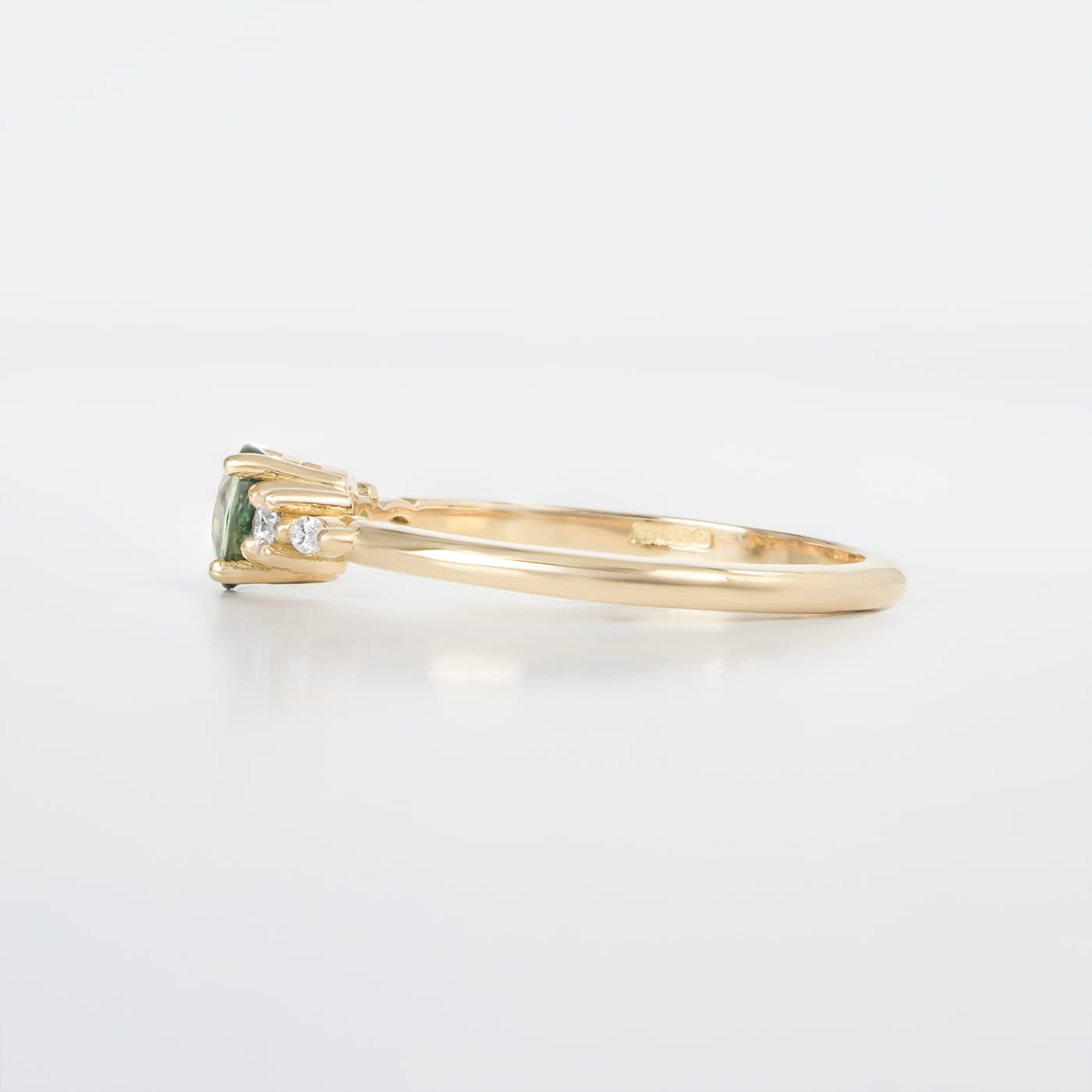 Teal sapphire and diamond ring — 3