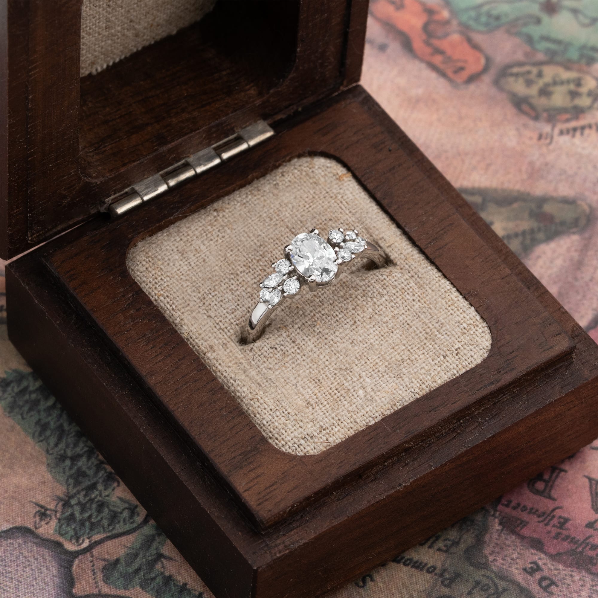 Oval lab grown diamond floral ring — 2