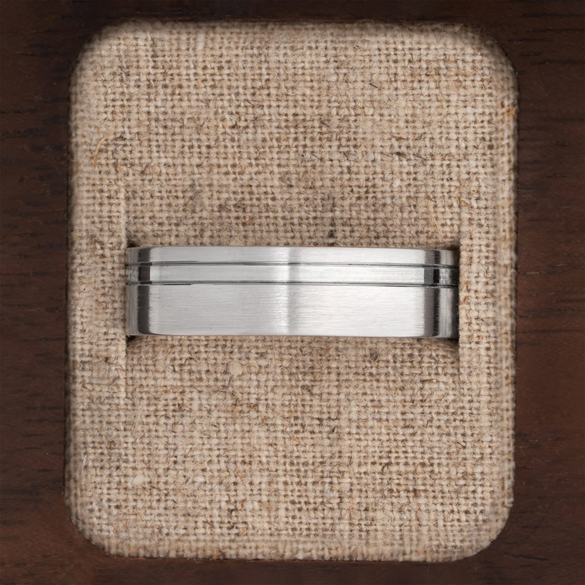 Diamond cut brushed wedding band — 4
