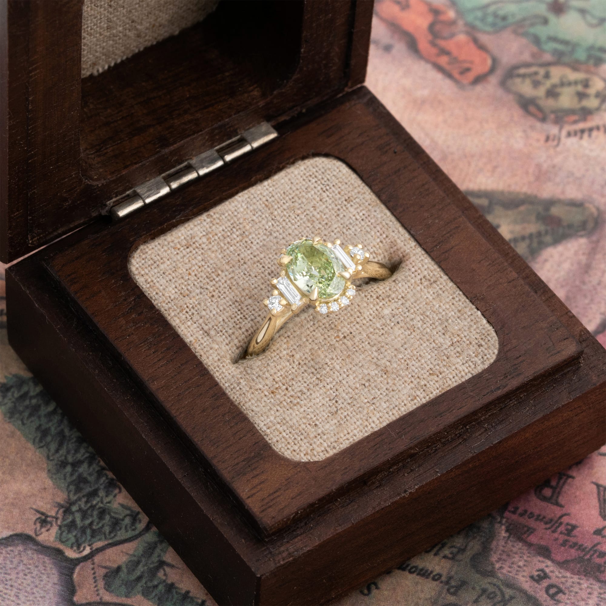 'Isla' Green grown diamond ring — 2