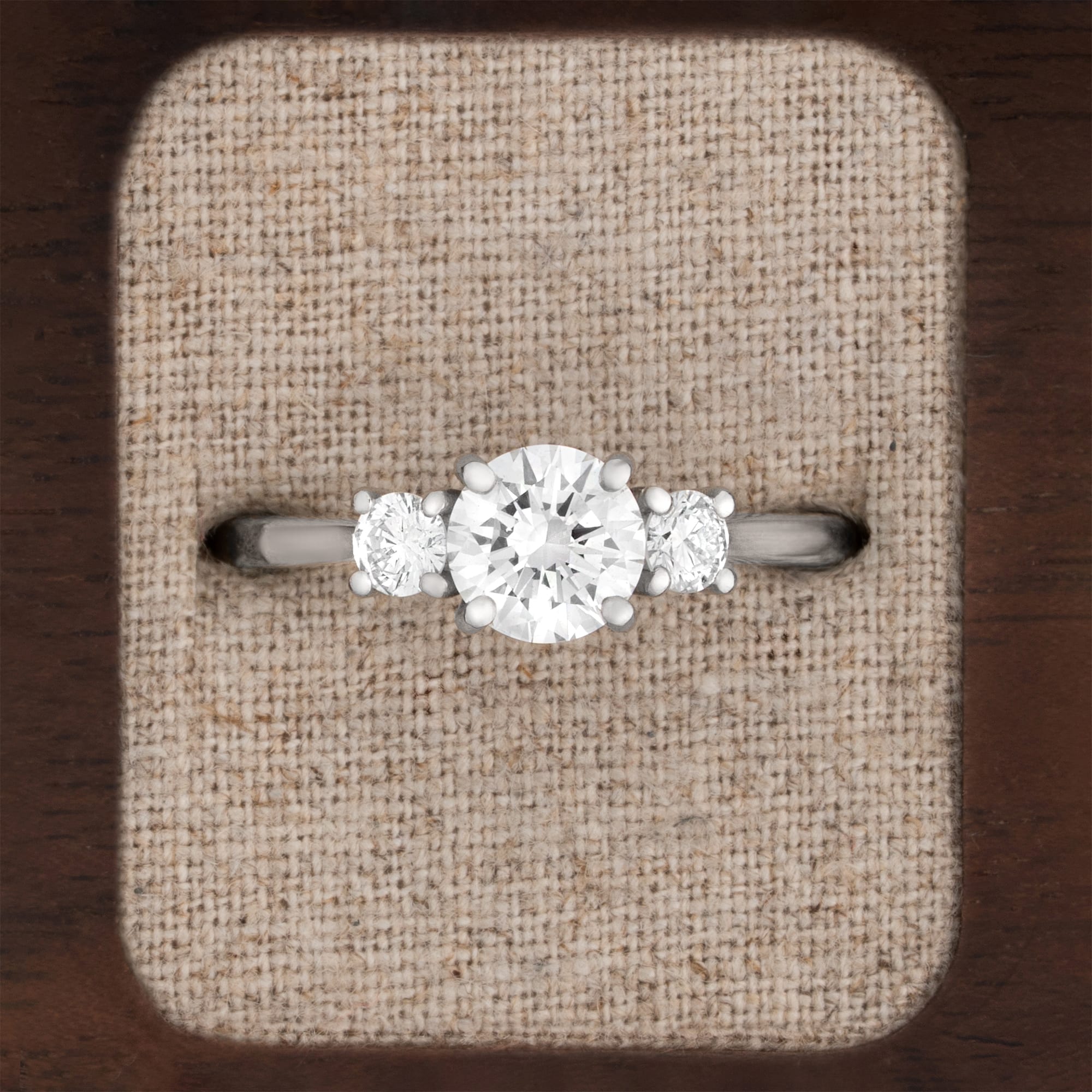 Round lab grown diamond trilogy ring 