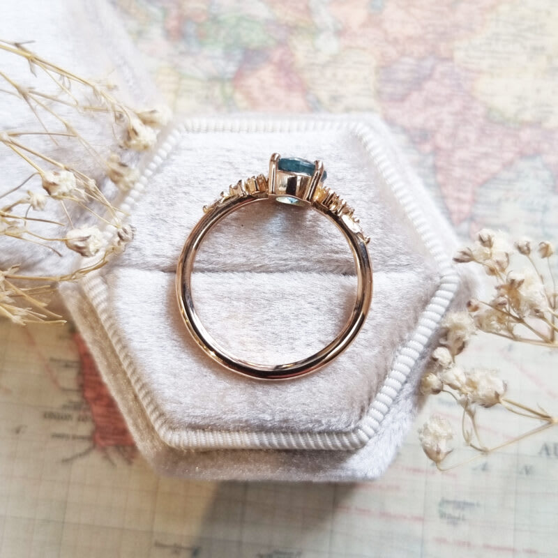 Santa maria aquamarine and diamond floral inspired ring — 4