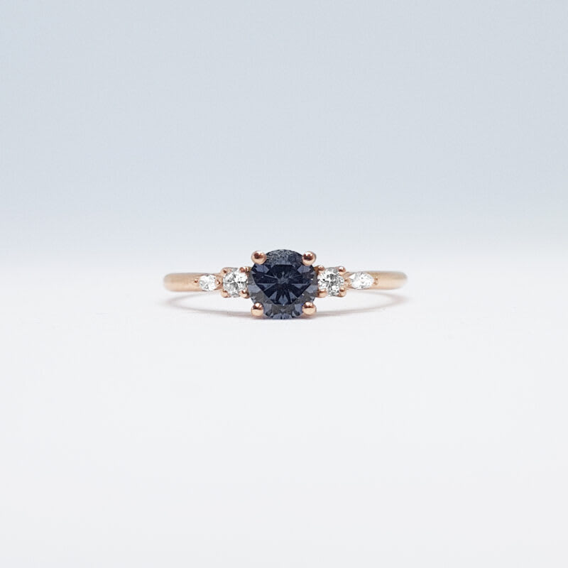 'Arlet' Midnight grey moissanite and diamond engagement ring — 1