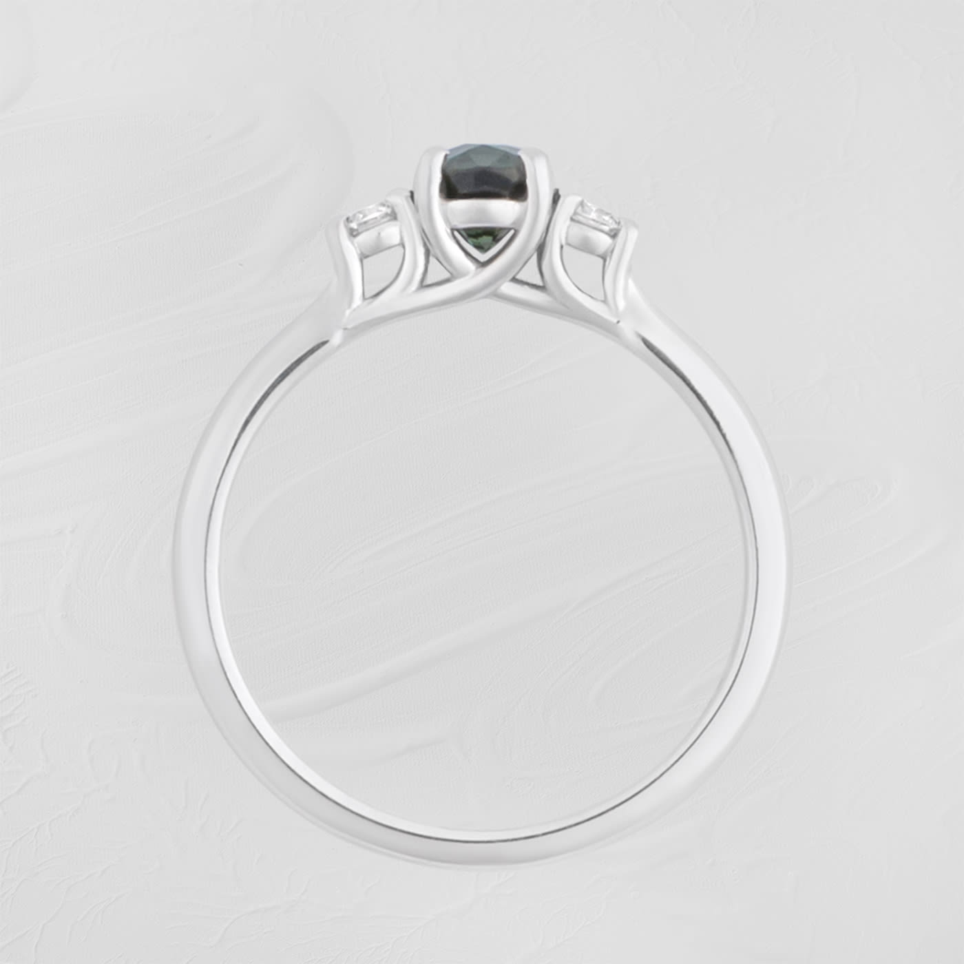 Teal sapphire and diamond ring — 3