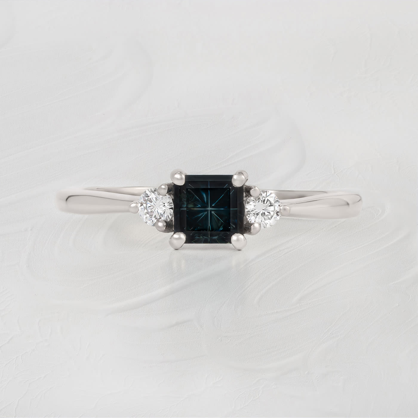 Dark teal Starbrite Sapphire and diamond ring — 1