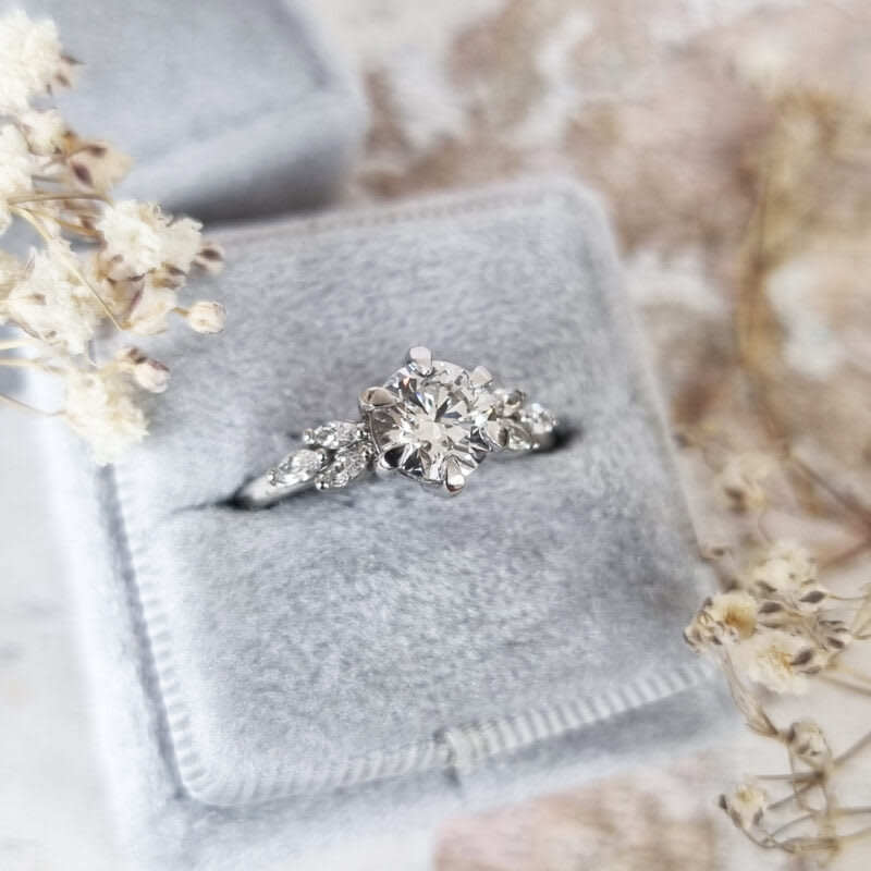 Floral inspired lab grown diamond engagement ring — 5