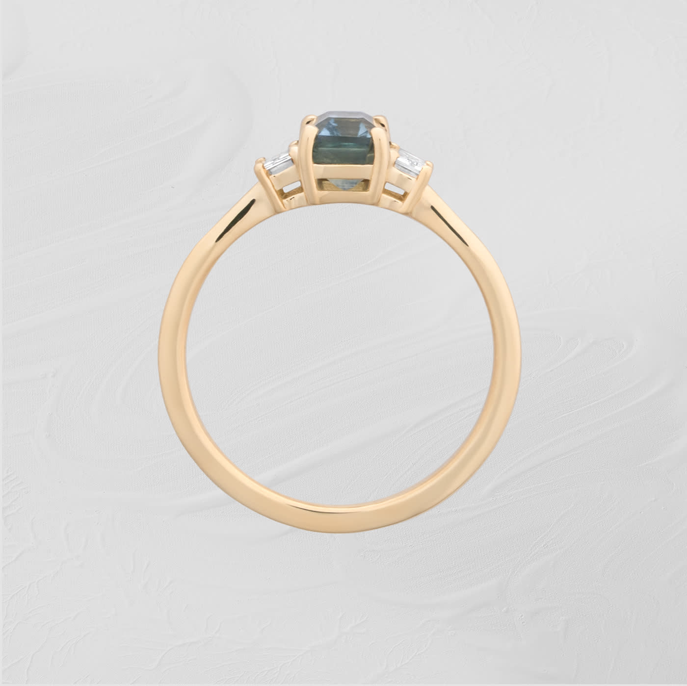 Bi Colour sapphire and diamond trilogy ring  — 4