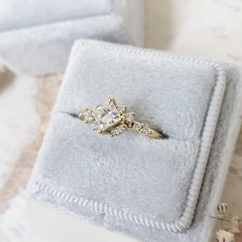 Princess cut lab grown diamond cluster ring — 3