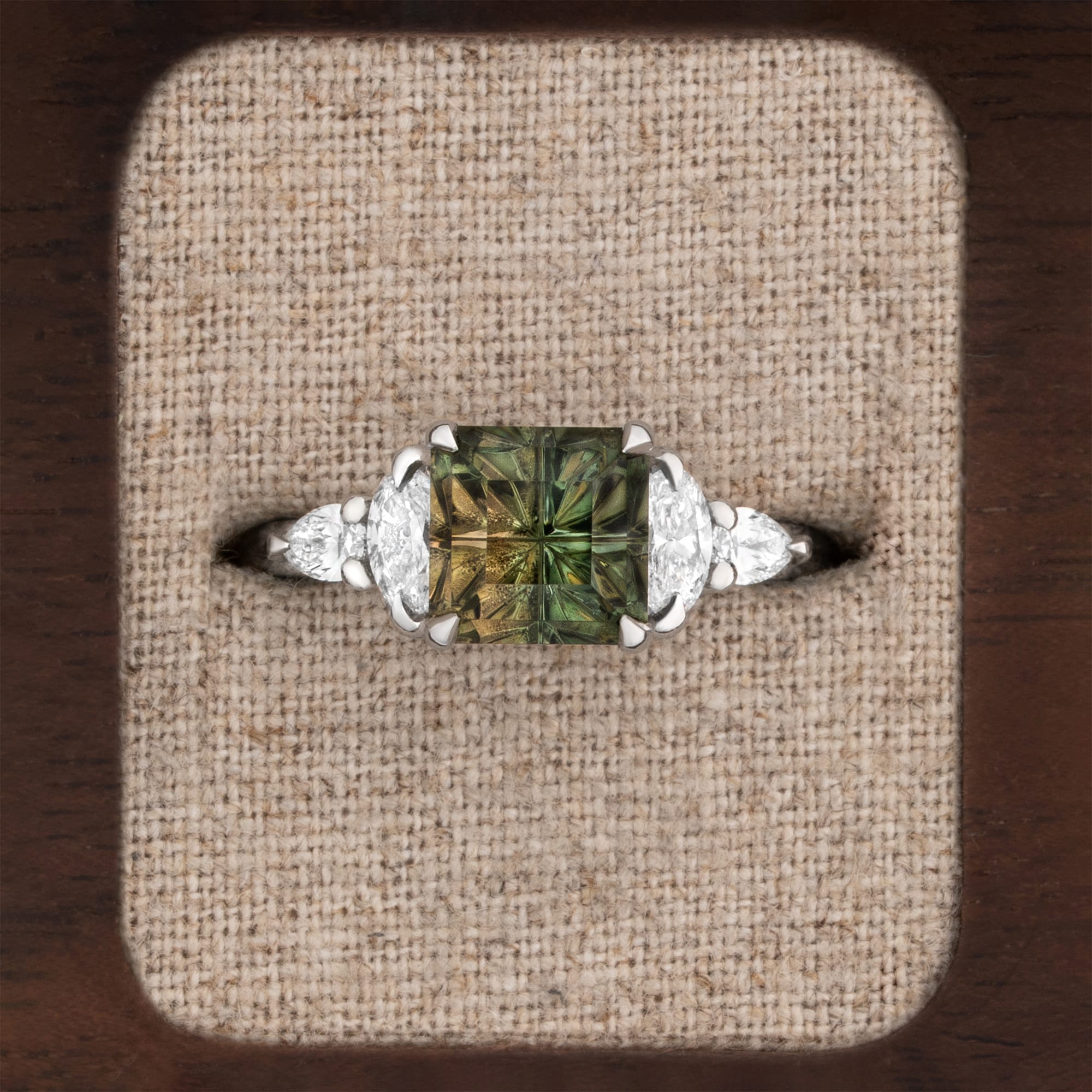 Starbrite tourmaline and diamond ring
