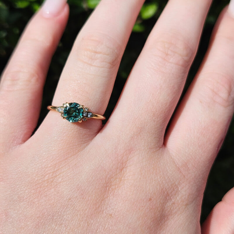 Champagne sapphire and diamond floral engagement ring — 3