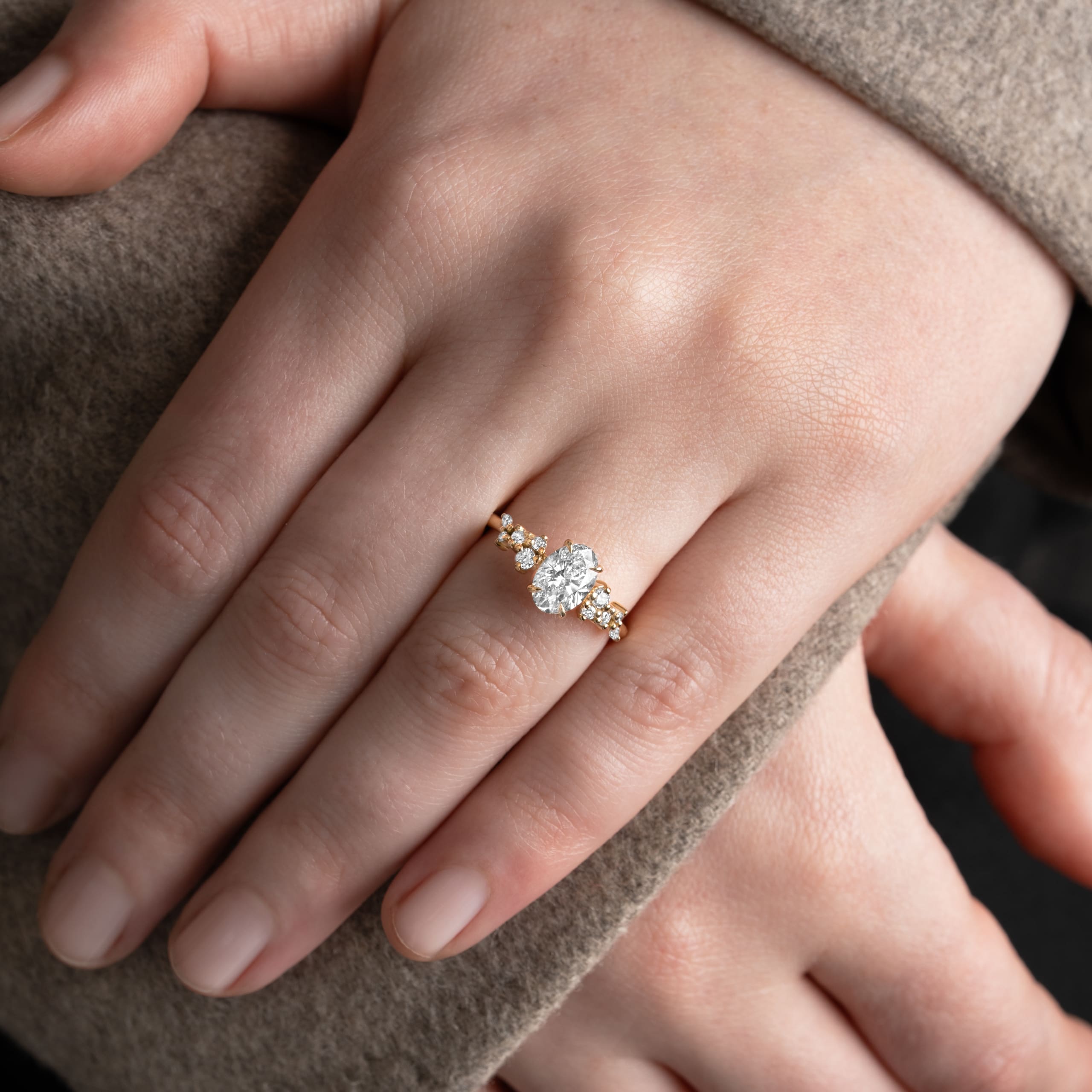 'Hazel' Oval lab grown diamond floral ring — 4