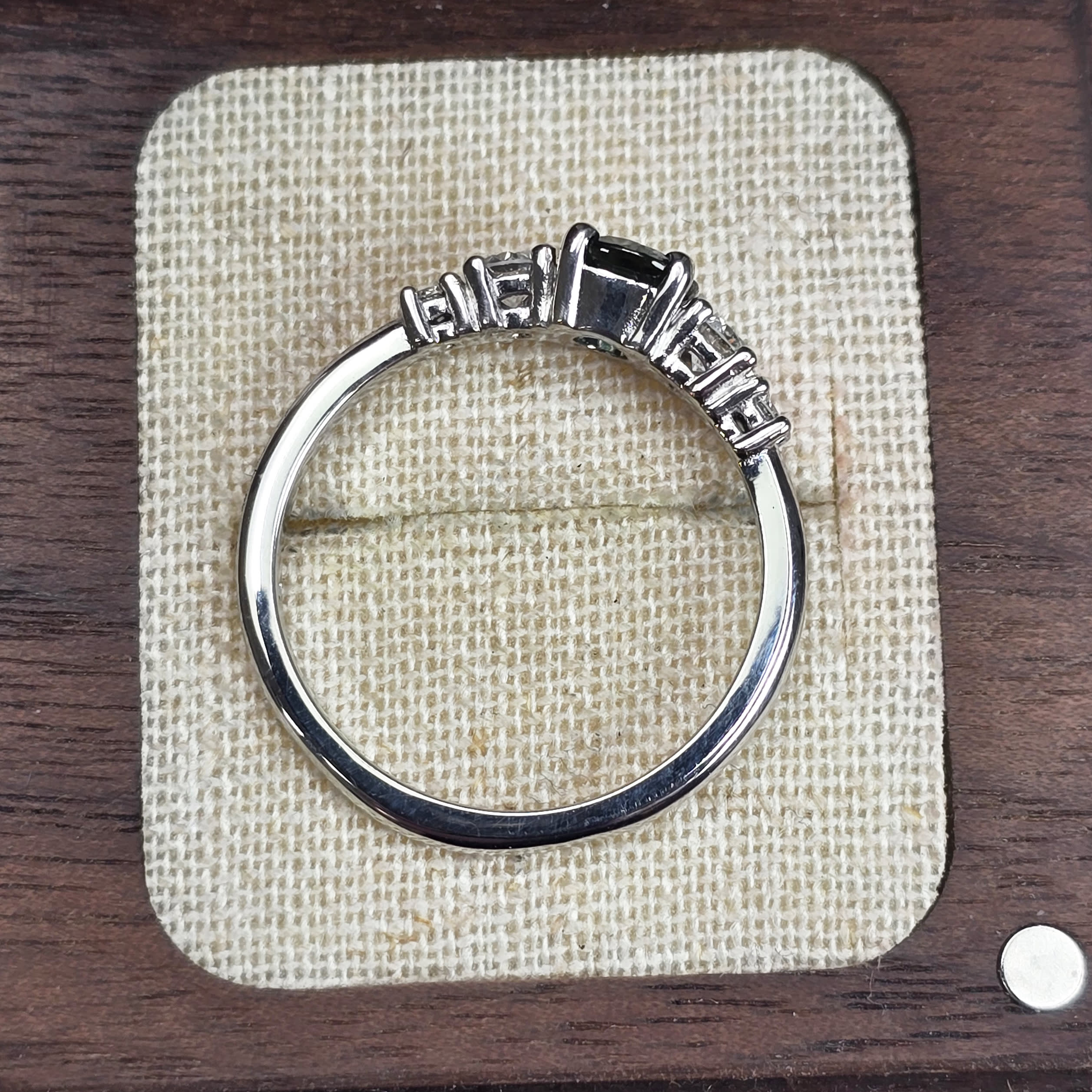 Deep teal sapphire and diamond ring — 3