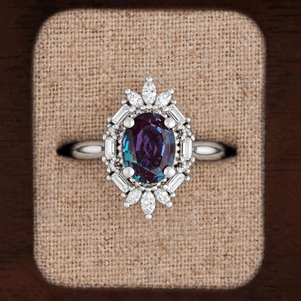 'The Orielle' Alexandrite and diamond ring  — 1