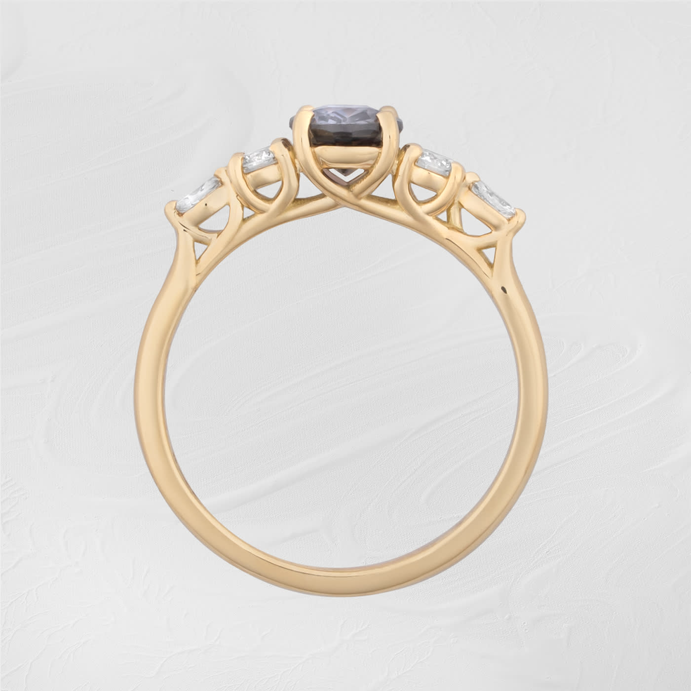 Grey-blue sapphire and diamond trellis ring  — 3