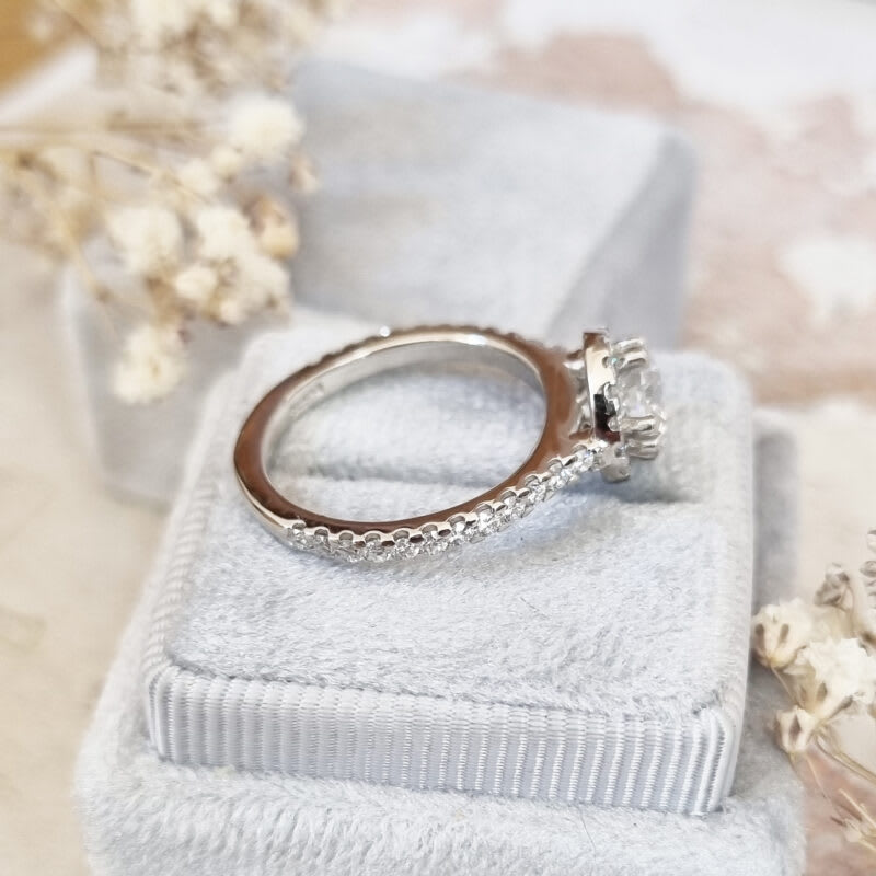 Round cut lab grown diamond halo ring - alternate view