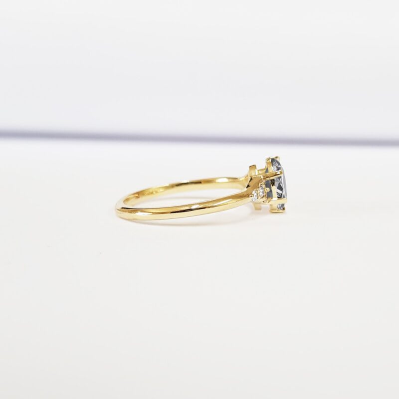 Grey moissanite and diamond art deco inspired ring — 2