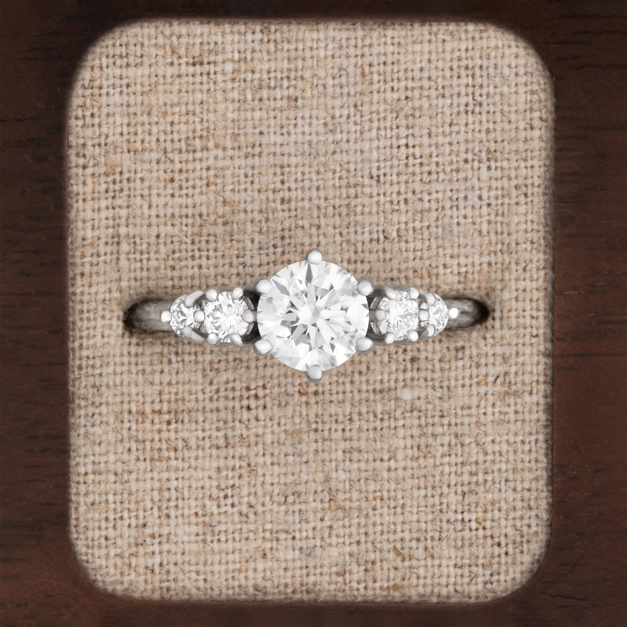 Round lab grown diamond 5 stone ring
