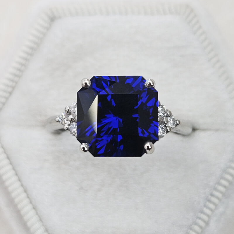 Lab grown sapphire and diamond ring — 1