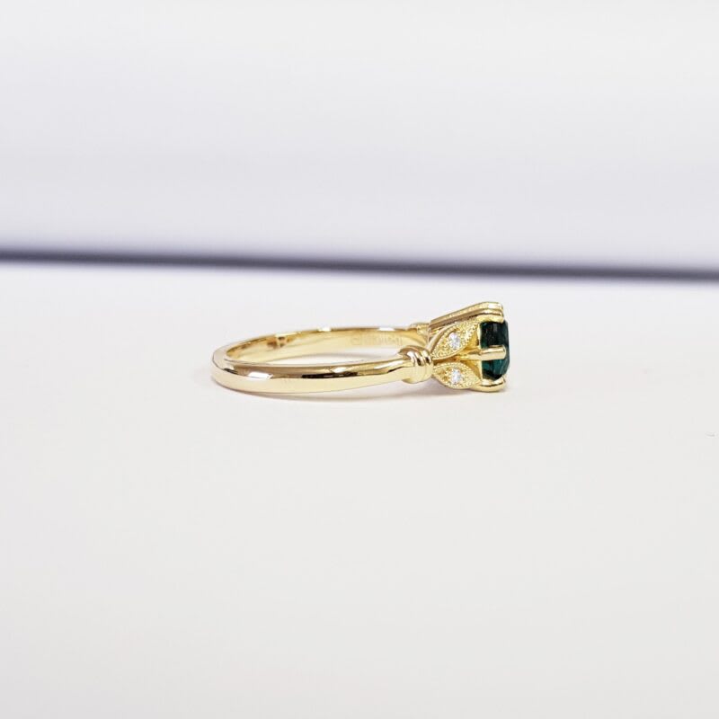 Lab Grown Emerald and Diamond Floral Engagement Ring — 4