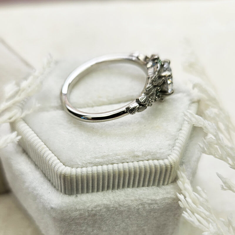 Nature inspired round lab grown diamond ring — 6