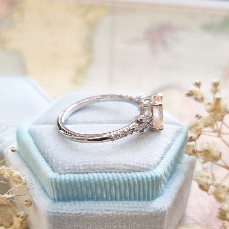 Pink lab grown diamond floral ring — 5