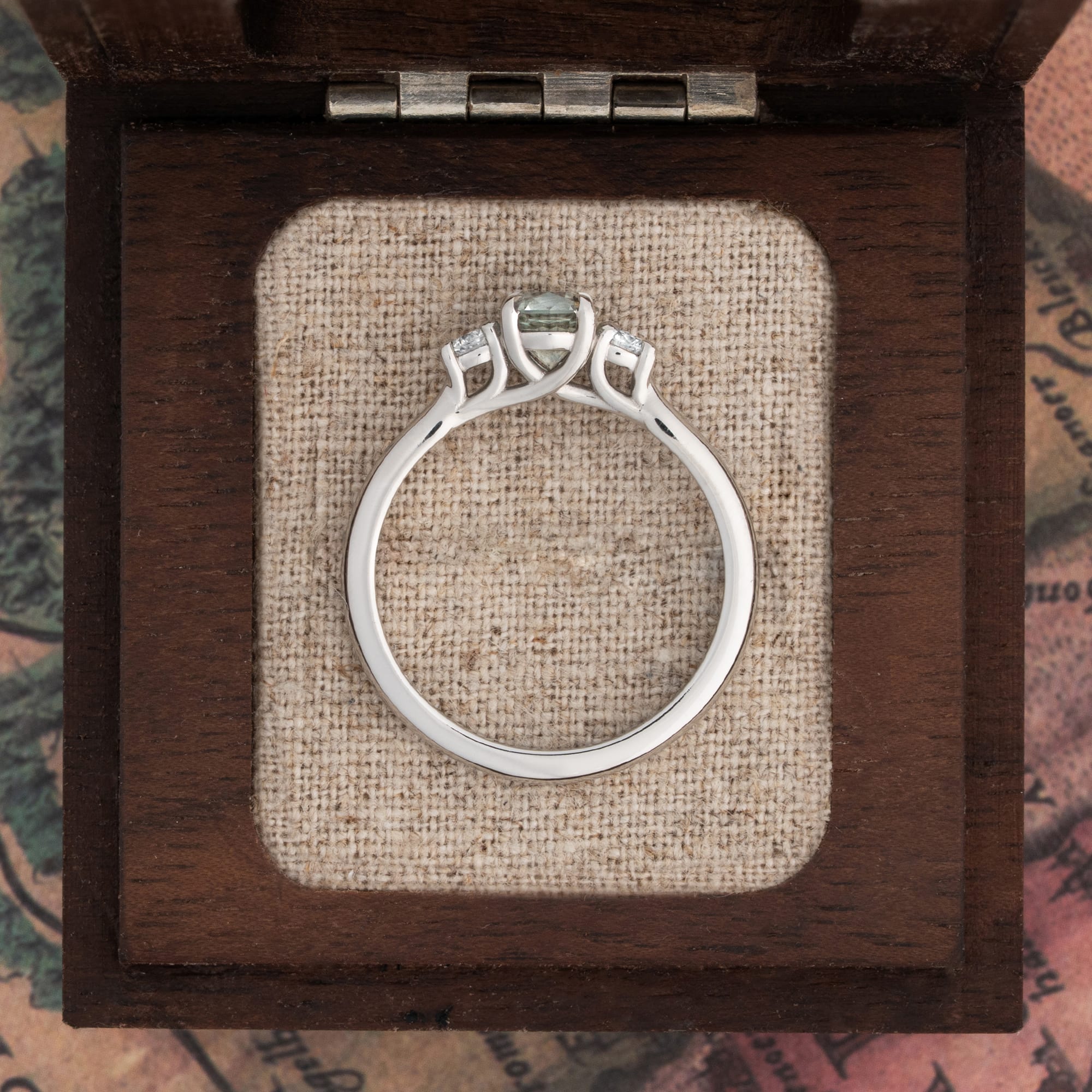 Pastel blue and yellow Montana sapphire and diamond ring — 3