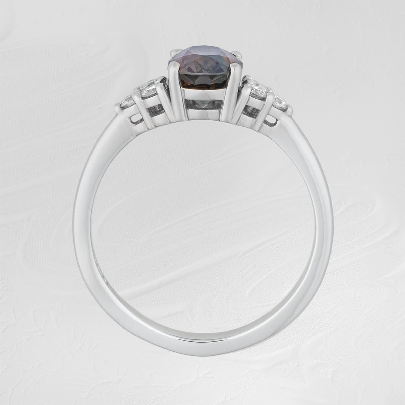 Unique parti sapphire and diamond ring - alternate view
