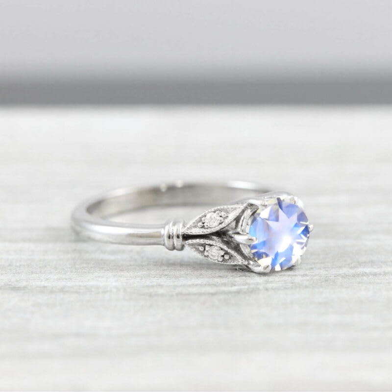 Moonstone and diamond floral ring  — 3