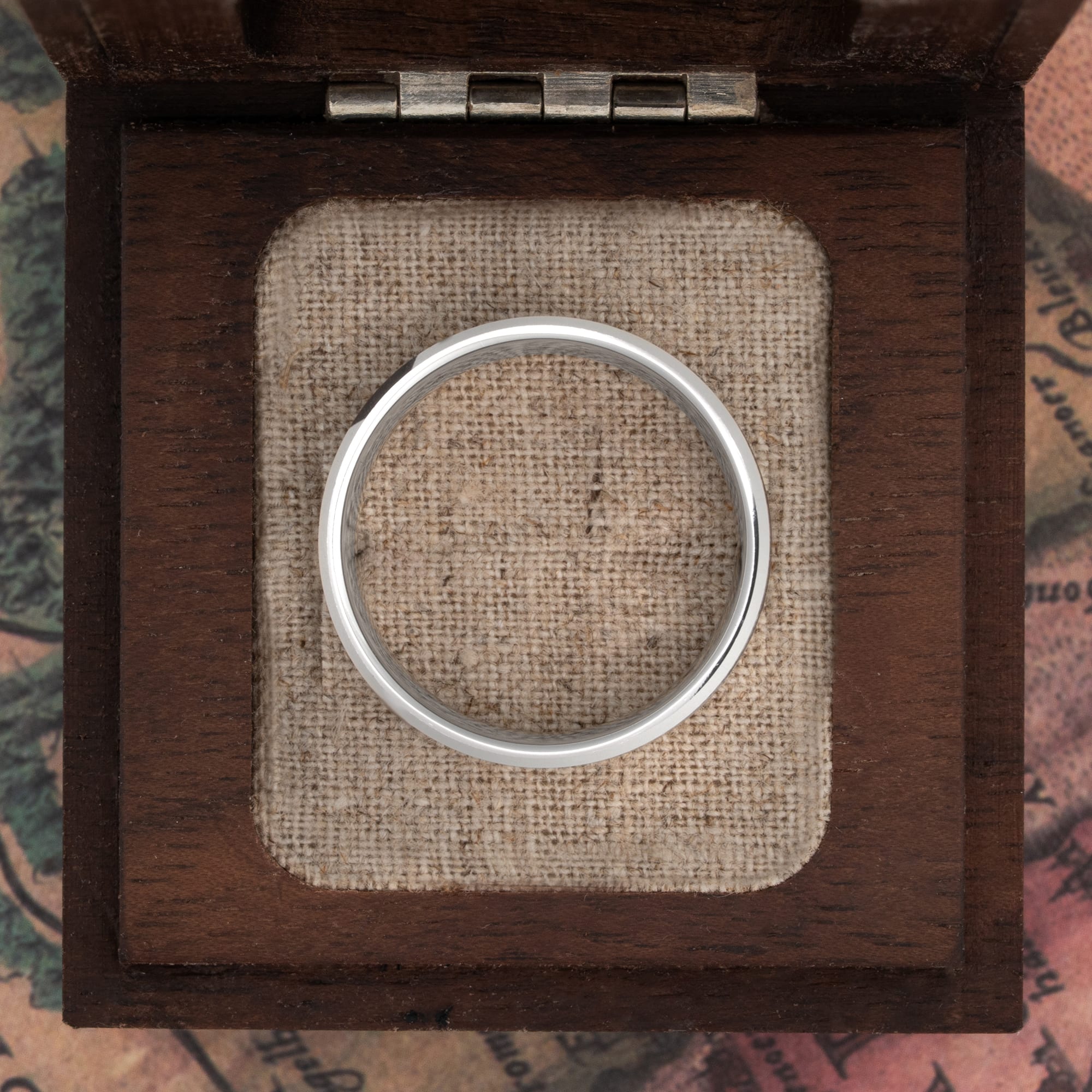 Diamond cut railroad wedding band — 4