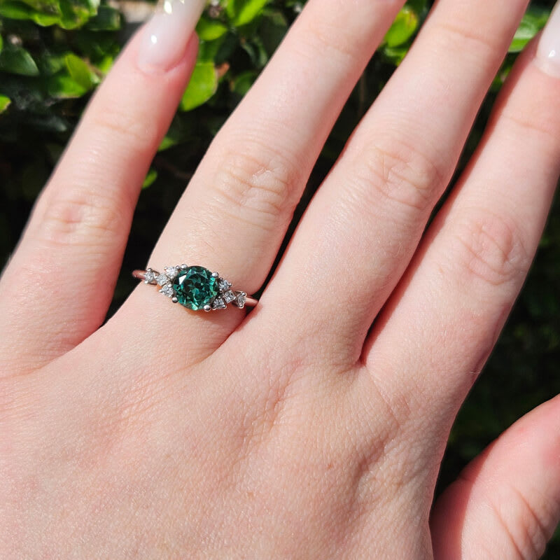 Green sapphire and diamond engagement ring - alternate view