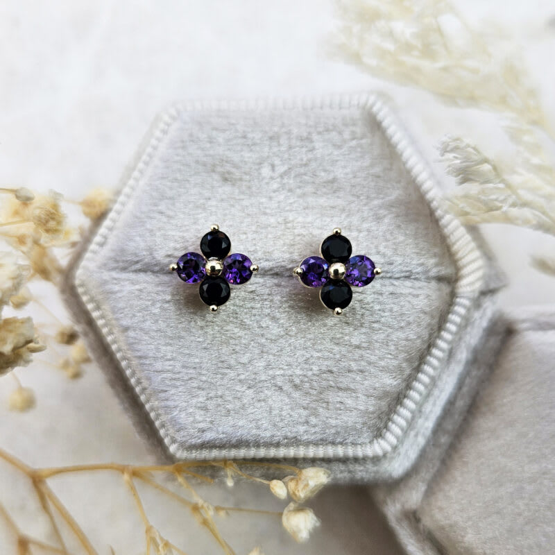 Onyx and amethyst earrings — 1