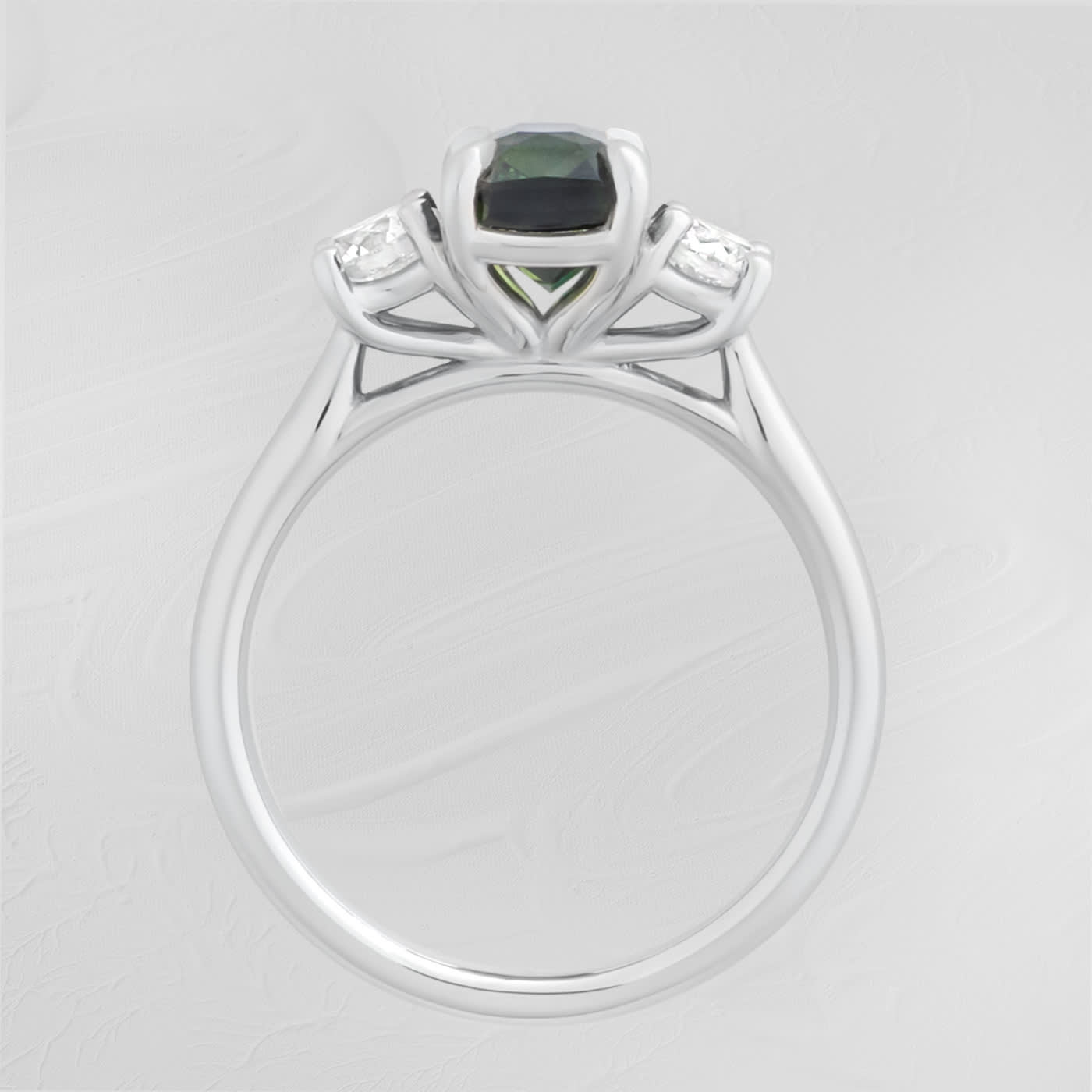 Radiant teal sapphire and diamond ring — 3