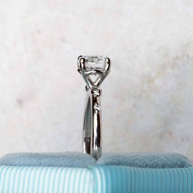 Round lab grown diamond ring in platinum — 5