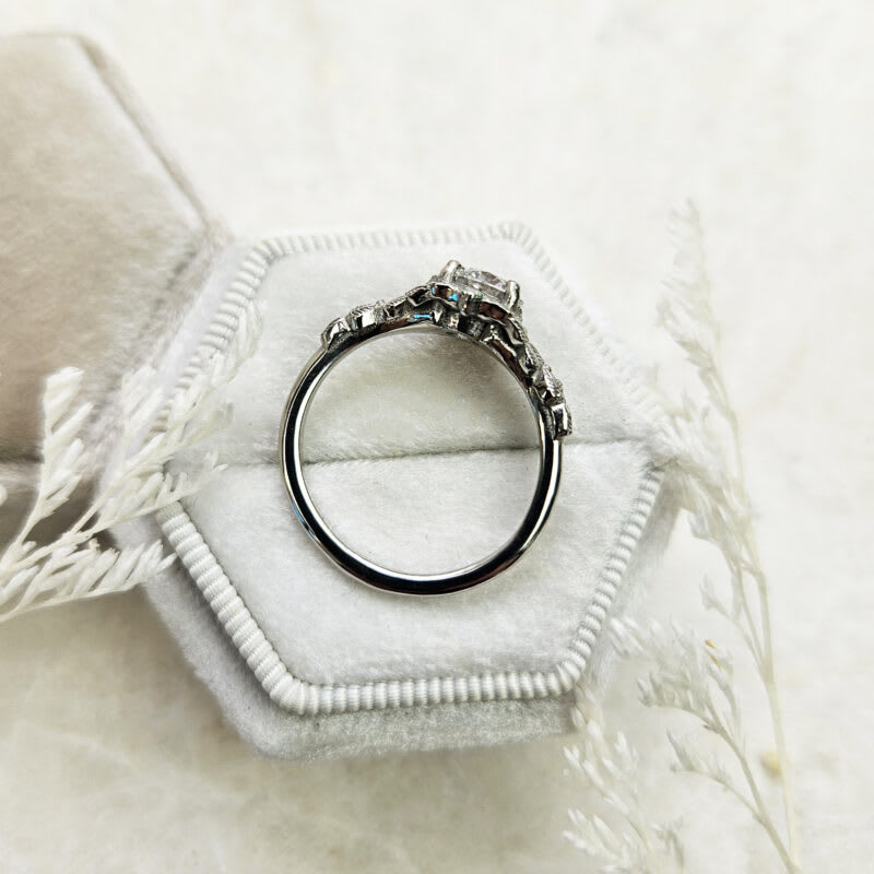 Nature inspired round lab grown diamond ring — 4