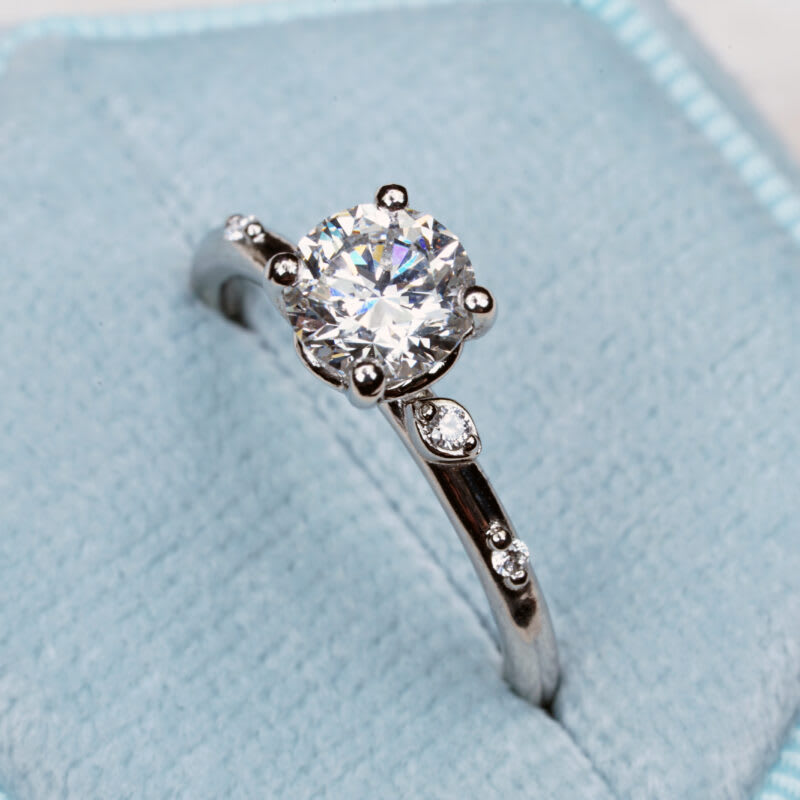Round lab grown diamond ring in platinum — 6