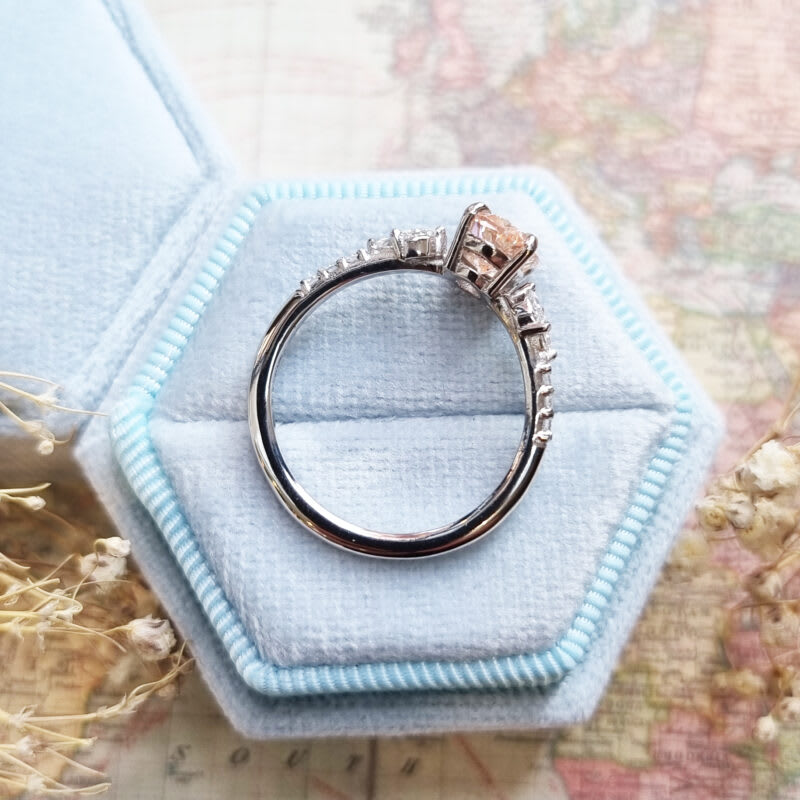 Pink lab grown diamond floral ring — 4