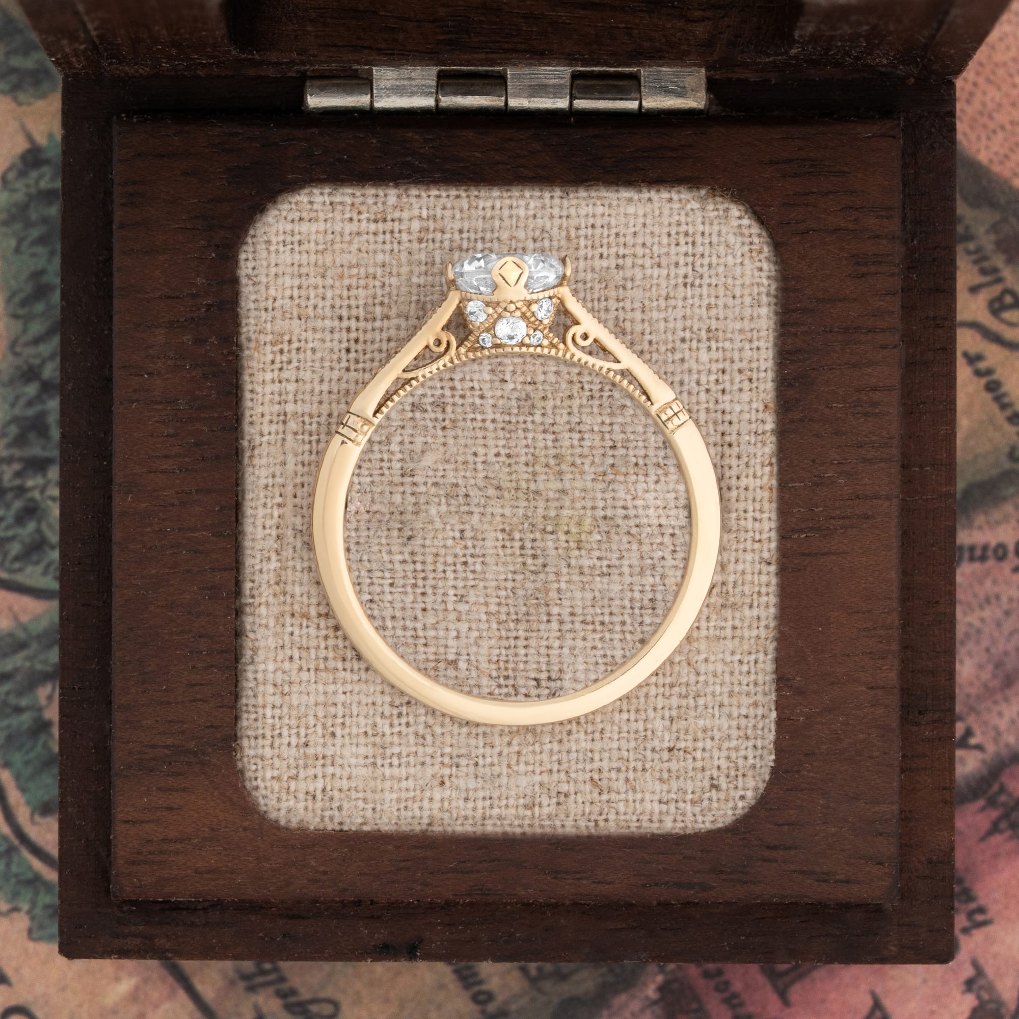 Antique inspired lab grown diamond engagement ring — 3