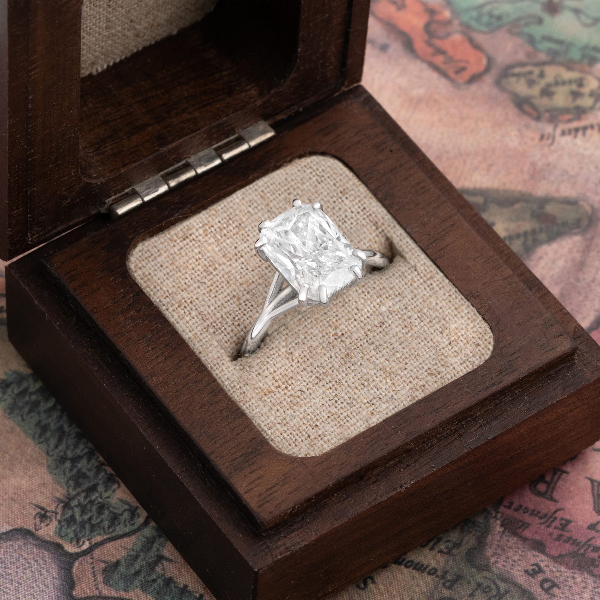 Cushion lab grown diamond ring in platinum — 2
