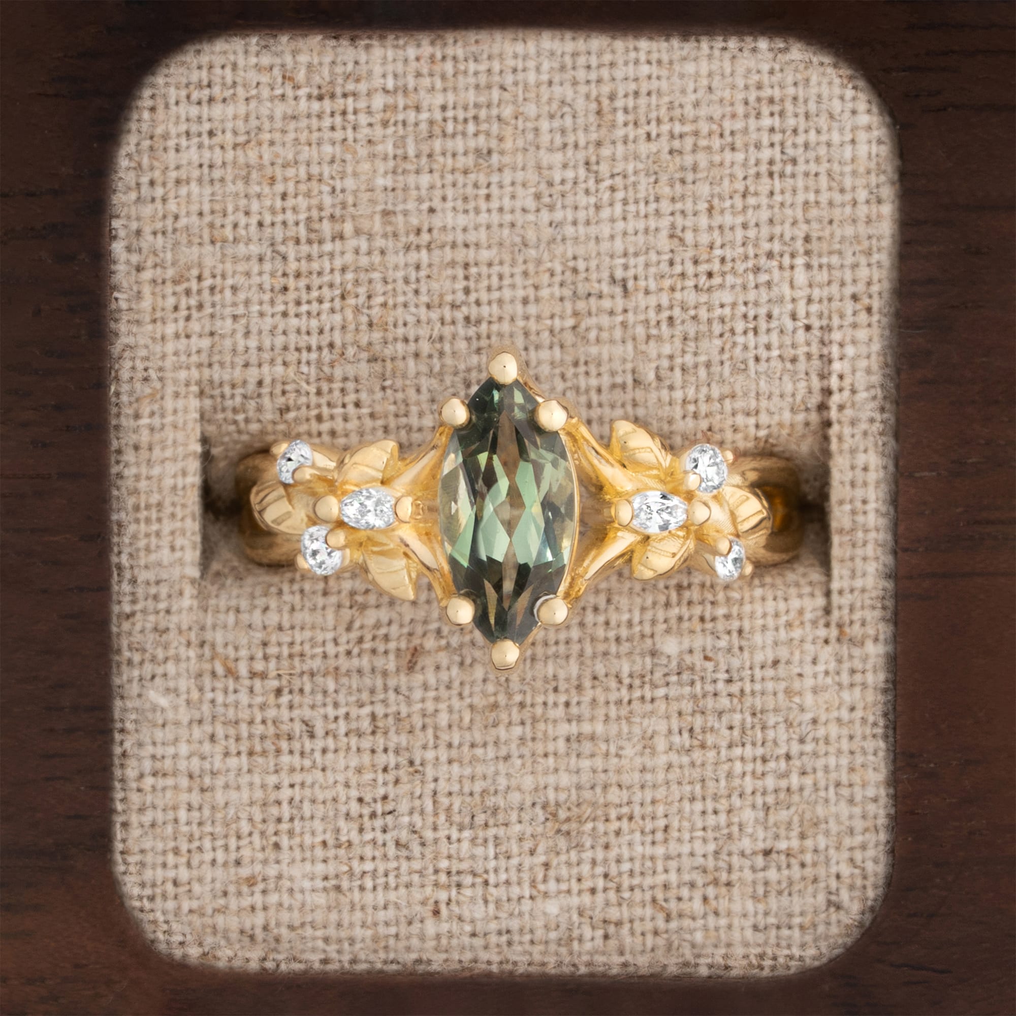 'Flora Belle' Green spinel and diamond ring