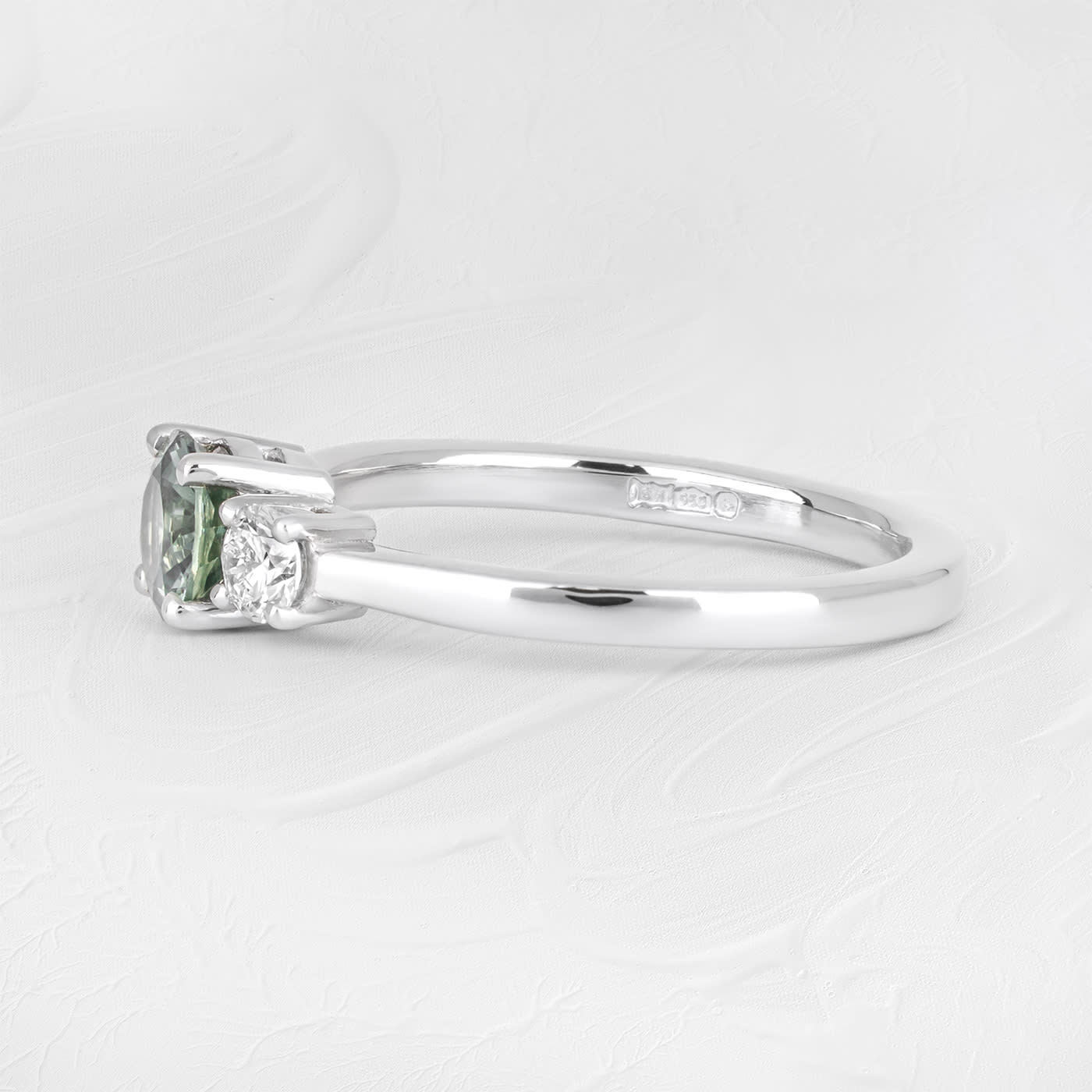 Seafoam green sapphire and diamond ring — 3