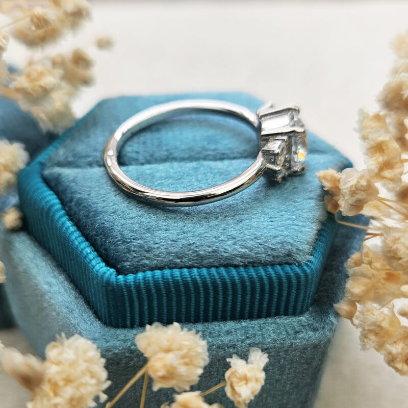 Round brilliant cut lab grown diamond floral ring — 4