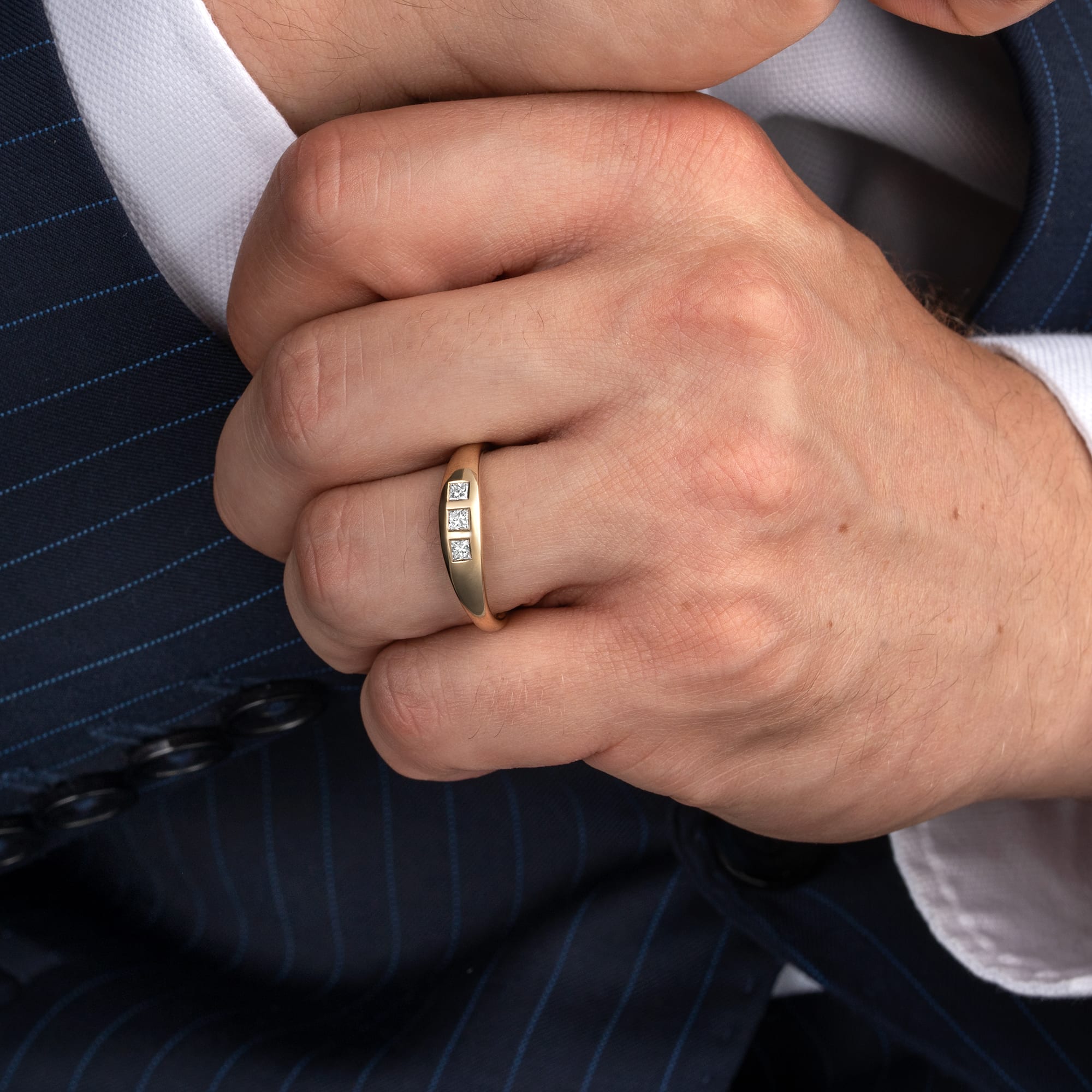Princess cut lab diamond tapered band - alternate view