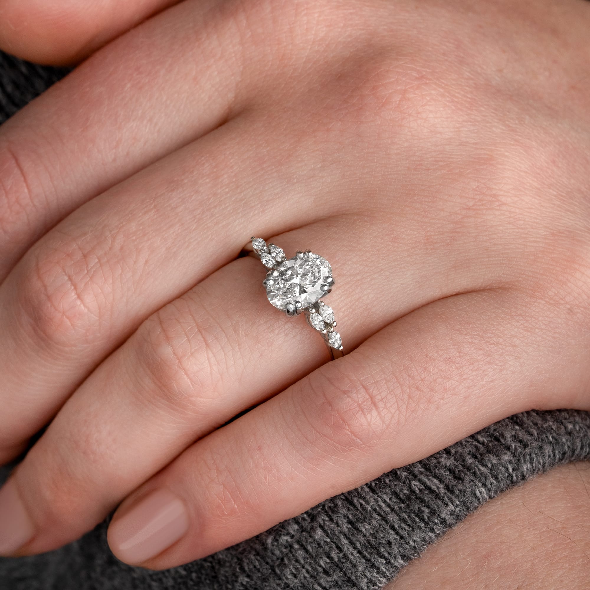 Oval lab grown diamond ring in platinum — 4