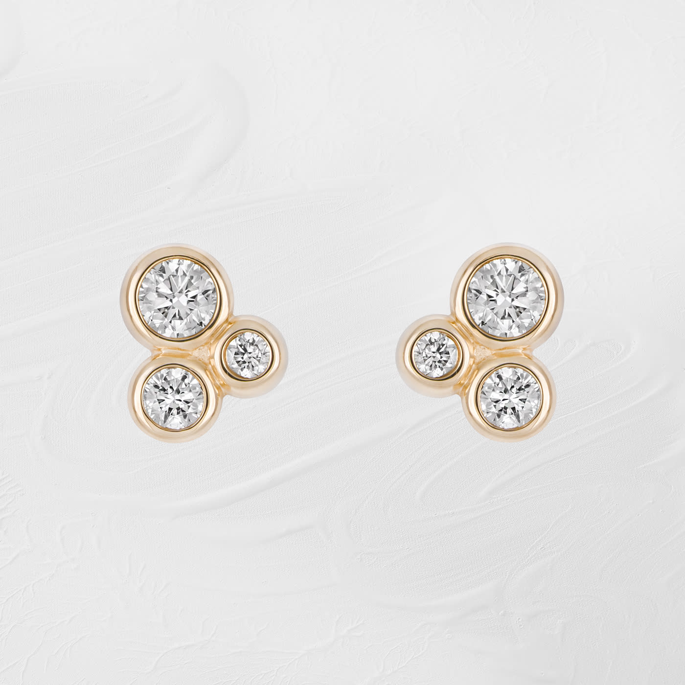 Natural Diamond Geometric Cluster Earrings — 1