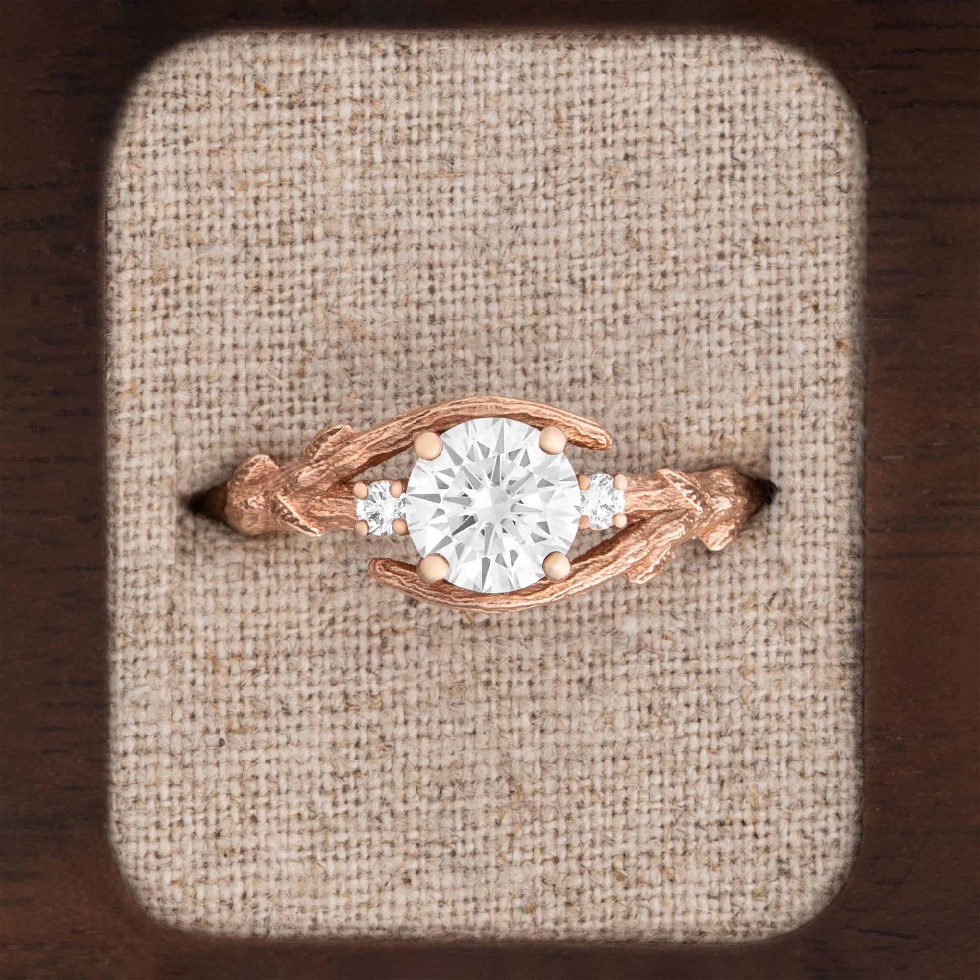Moissanite and diamond nature inspired ring  