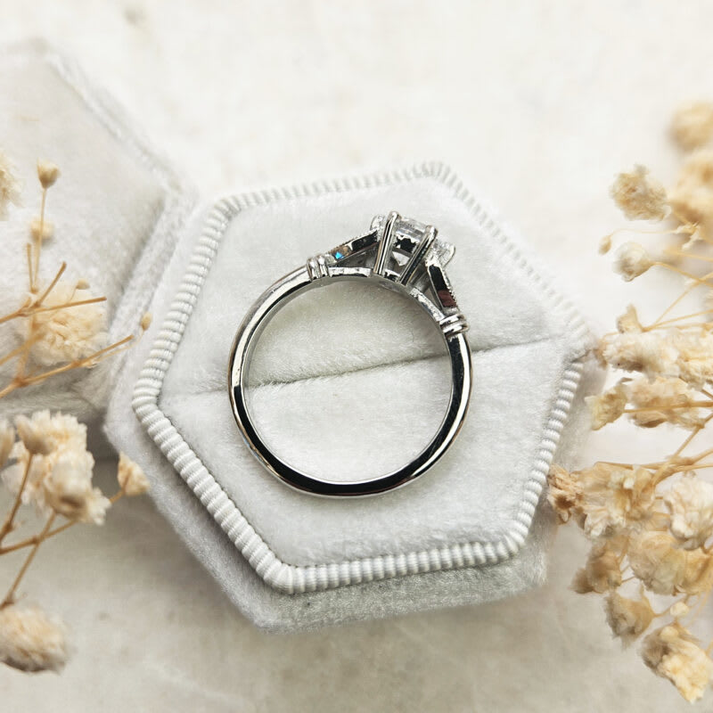 Floral lab grown diamond ring in platinum — 6