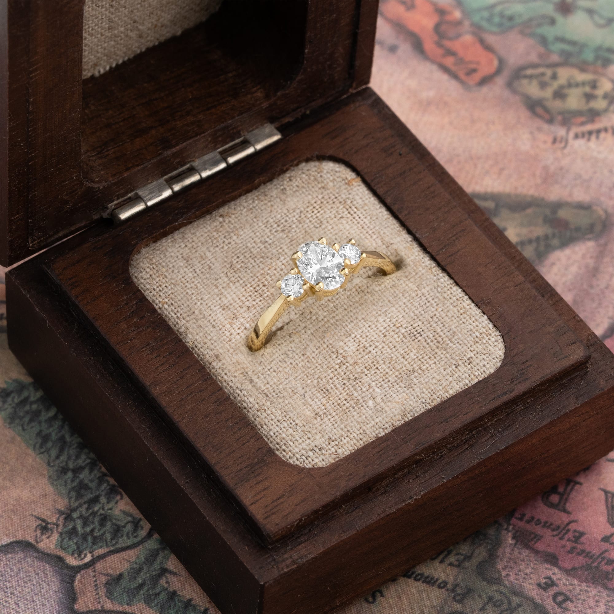Oval and round lab grown diamond trilogy ring — 3