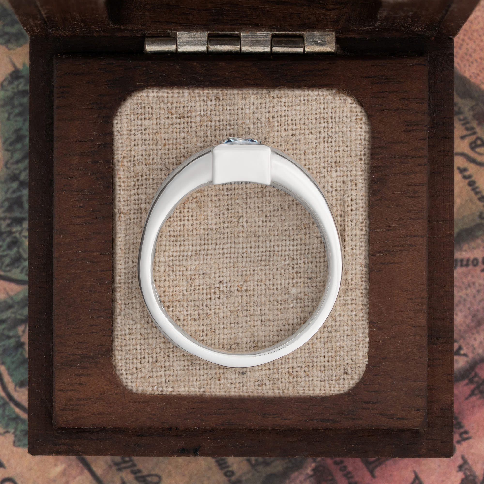 'Apex' Square cut blue moissanite band — 3